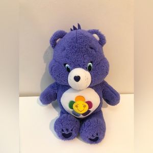 Care Bears Just Play Purple Plush Harmony Bear 2014 13" Stuffed Flower o…